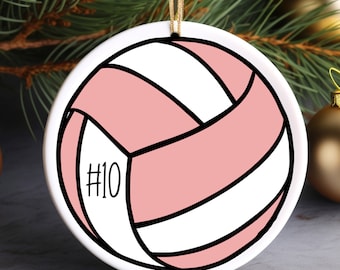 Pink Volleyball Personalized Ornament | Sports Christmas Tree Ornament | Holiday Gift | Kids Stocking Stuffer | Sports Parent Ornament