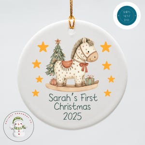 Rocking Horse First Christmas Ornament | New Baby Holiday Ornament | Personalized Baby Gift | New Parent Christmas Gift