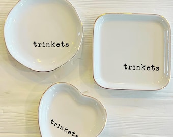 Ring Trinkets Dish | Custom Ceramic Trinket Dish | Jewelry Dish | Wedding Engagement Bridesmaid Gift | Gift for Wife