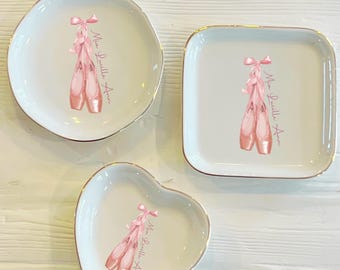 Personalized Ballet Ceramic Trinket Dish: With or Without Certificate Date | Ballerina Dance Gift