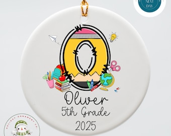 Personalized School Christmas Ornament: Custom Ceramic Kids Ornament