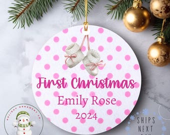 Girl Babys First Christmas Ornament | New Baby | First Christmas | Personalized Baby Gift | New Parent Christmas Gift