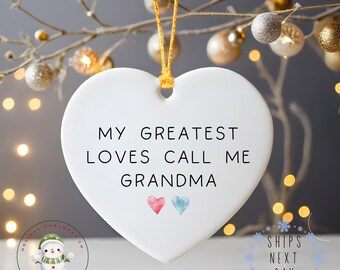 My Greatest Loves Call Me Grandma Christmas Ornament | Personalized Grandchildren Christmas Gift | Custom Choice | Glass or Ceramic Ornament