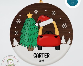 Personalized Cozy Coupe Boys Christmas Ornament | Keepsake Ceramic Holiday Ornament