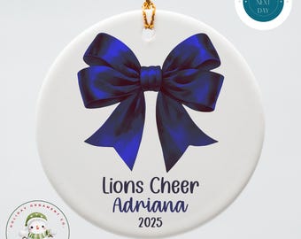 Personalized Cheer Bow Christmas Ornament | Cheerleading Team Ceramic Ornament