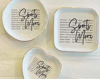 Sports Mom Ceramic Trinket Dish | Gold Edge Jewelry Holder