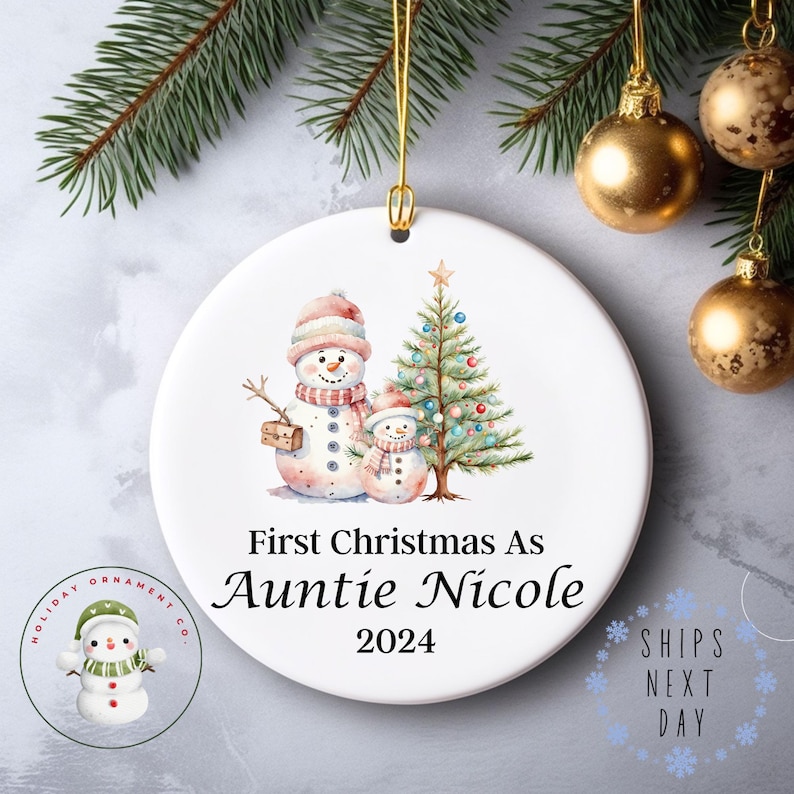 First Christmas Auntie Christmas Ornament | New Aunt Holiday Ornament ...