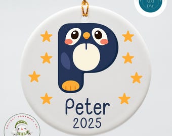 Animal Alphabet Personalized Christmas Ornament | Kids Holiday Ornament | Personalized Baby Gift | Sibling Matching Ornaments