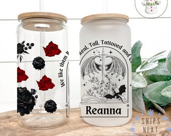 Personalized Shadow Daddy Glass Tumbler: Spicy Books Iced Coffee Cup