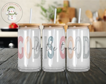 God Is Good Glass Tumbler | Custom Christian Iced Coffee Cup | 16 oz or 20 oz | Gifts for Her | Mothers Day Gift Gift | Birthday