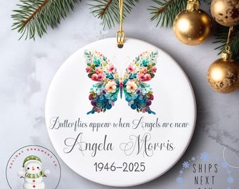 Butterfly Angel Memorial Christmas Ornament | Loss Christmas Ornament | Personalized Family Gift | Remembrance Ornament | Memorial Ornament