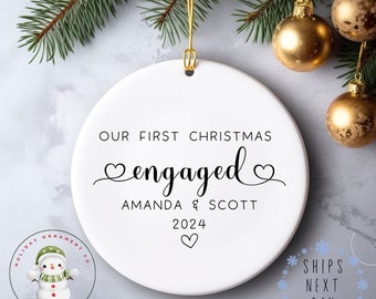 First Christmas Engaged Christmas Ornament | Engagement Gift | Engagement Date Ornament  | Anniversary Gift | Newlywed Gift | Gift for Her