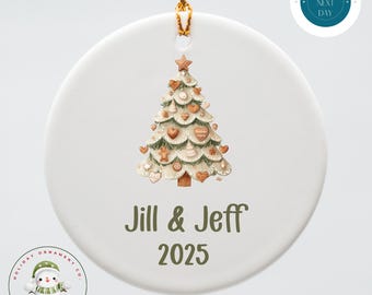 Boho Christmas Tree Couples Ornament | Couples Gift | Holiday Couples Personalized Ornament
