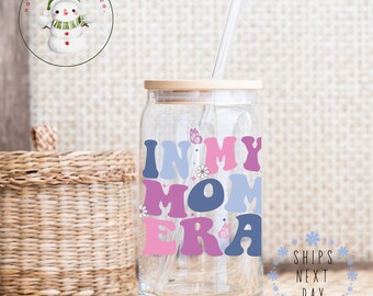 In My Mom Era Glass Tumbler Cup | Libbey Iced Coffee Cup | 16 oz/20 oz | Gifts for Her