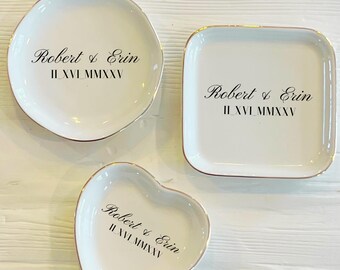 Personalized Roman Numeral Ring Trinket Dish | Anniversary Date Ring Dish | Custom Jewelry Dish | Wedding Bride Gift | Gift for Her
