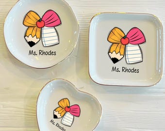 Teacher Personalized Trinket Ring Dish | Ceramic End of Year Teacher Gift Ring Dish | Custom Jewelry Dish | Gift For Teacher
