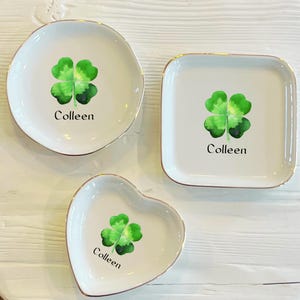 Celtic Personalized Shamrock Name Ring Trinket Dish | Irish Ring Dish | Custom St Patricks Jewelry Dish | Gift for Irish Girl