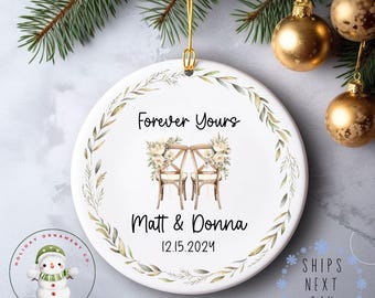 Forever Yours Couples Married Boho Christmas Ornament | Wedding Gift | Engagement Gift  | Beautiful Couples Ornament