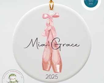 Personalized Ballerina Name Christmas Ornament | Dancer Ceramic Holiday Ornament | Keepsake Gift