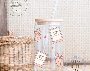 Coquette Kindle Books Glass Tumbler Cup | Book Lover Iced Coffee Cup | 16 oz/20 oz | Bookish | Gifts for Her