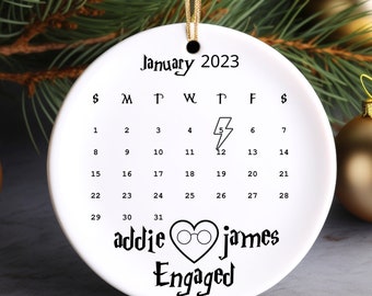 Calendar Ornament | Engagement Gift | Engagement Date Ornament  | Couple Gift | Lightning Bolt | Wedding Gift