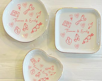 Personalized Valentine Day Ring Trinket Dish | Sweet Couples Ring Dish | Custom Jewelry Dish | Gift for Her