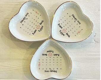 Personalized Engagement Calendar Ring Trinket Dish | Engagement Date Ring Dish | Bridal Jewelry Dish | Wedding Gift | Magic Themed