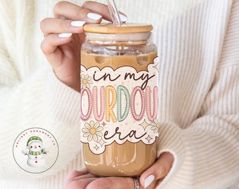 In My Sourdough Era Daisy Glass Tumbler Cup | Baker Iced Coffee Cup | 16 oz/20 oz | Sourdough Life | Gifts for Her
