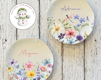 Personalized Dreamy Garden Flower Ring Trinket Dish | Jewelry Dish | Wedding Bridesmaid Gift