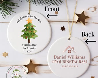 Realtor Client Gift Christmas Ornament | Front Back Welcome Home Ornament | Gift From Real Estate Agent New House