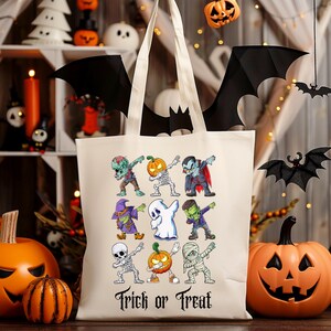 Personalized Monsters Halloween Trick or Treat Bag | Candy Halloween Tote | Custom Kids Halloween Bag