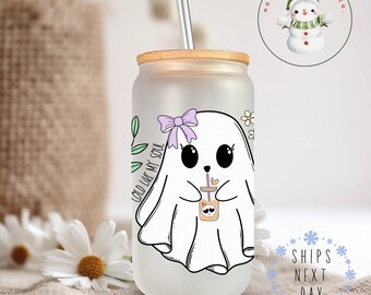 Cold Like My Soul Ghost Glass Tumbler Cup | Halloween Iced Coffee Cup | 16 oz/20 oz | Cute Reader Cup | Gifts for Her