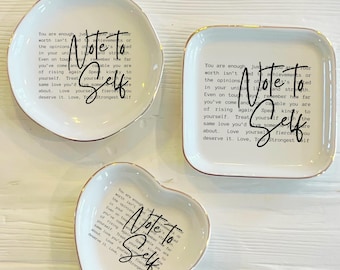 Note To Self Words Ceramic Ring Trinket Dish | Encouraging Self Love Gift