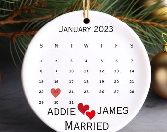 Calendar Ornament | Wedding Gift | Wedding Date Ornament  | Anniversary Gift | Classic Look | Newlywed Gift
