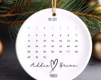 Calendar Ornament | Wedding Gift | Wedding Date Ornament  | Anniversary Gift | Our First Christmas Married | Newlywed Gift | Engagement Gift