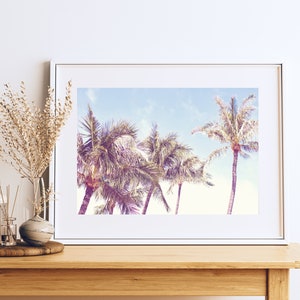 Palmen Wandbild Küstenlandschaft, Palmen Wand Kunst, digital, Strand Wohndeko