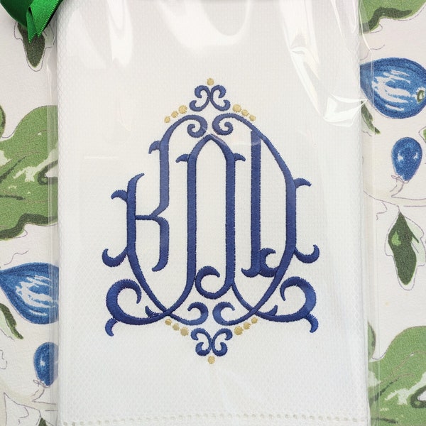 Monogrammed Guest Towel, Personalized Tea Towel, Hostess Gift, Housewarming Gift, Wedding Shower Gift, Bar Cart, Grandmillenial Decor