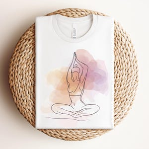 Minimalistisches Yoga Line Art T-Shirt: Meditation Geschenk
