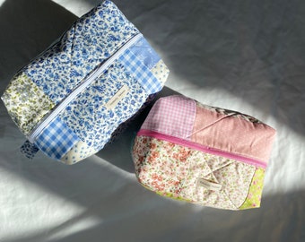 Quilted Patchwork Makeup Bag- Large