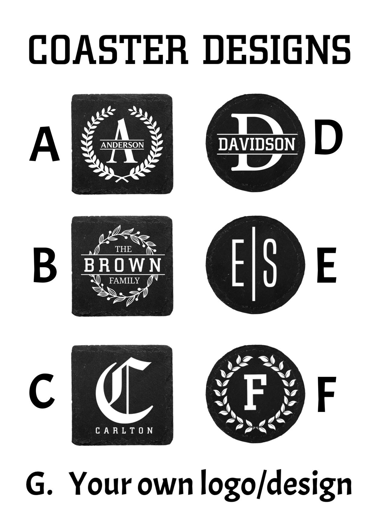 Custom Slate Personalized Drink Coasters, Custom Wedding Gift, Drink