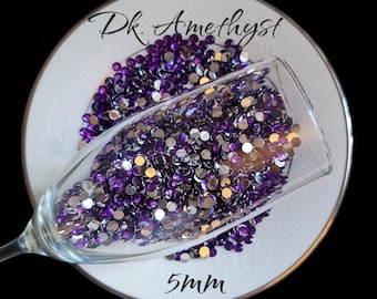 Amethyst Dark, Rhinestones, Resin-5mm, 21 grms each bag.   Tumblers, Nails, Decorations, Embellishments, crafts and gifts  CnJglitznglam