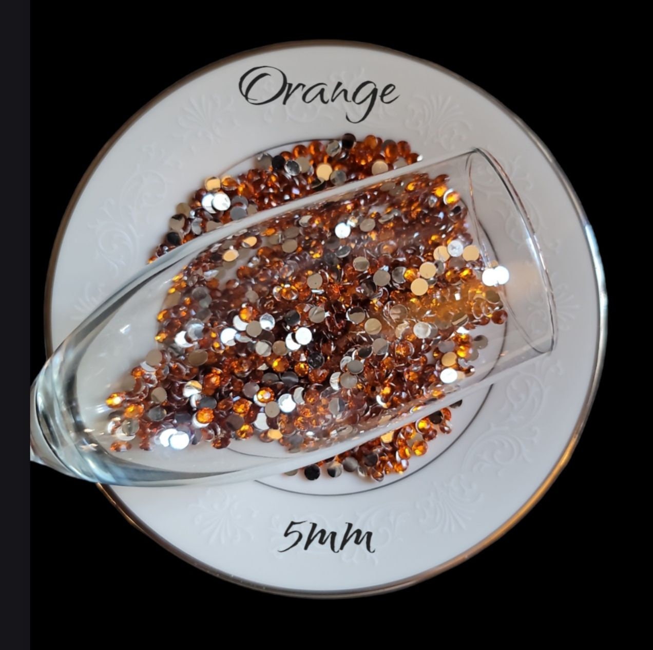 Orange Rhinestones, Resin-5mm, 21 grms per bag. Rhinestone for Tumblers, Nails, Decorations, Embellishments