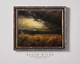 Stormy Field Oil Painting / PRINTABLE Vintage Oil Painting / Moody Oil Painting Prints #3