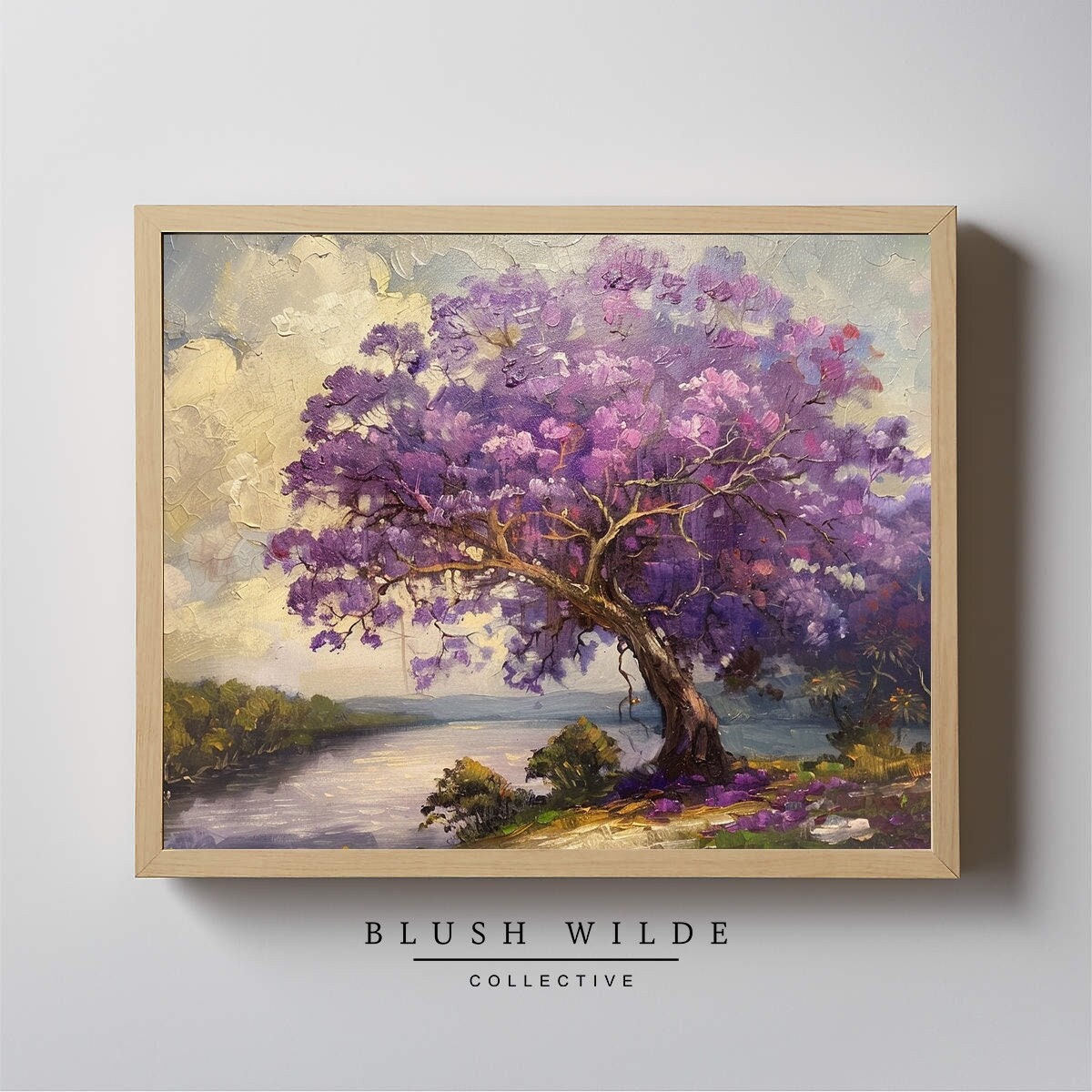 Jacaranda Tree Vintage Oil Painting Print: Moody Florida Art