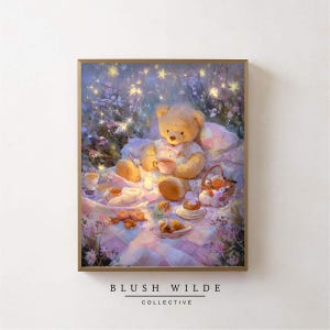 Teddy Bear Oil Painting / PRINTABLE Vintage Cute Nursery Oil Painting / Moody Cute Sleep Painting Prints #3