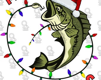 Merry Fishmas png, boys Christmas png, fishing Christmas png, Christmas tee, Christmas sublimation, fun Christmas png, boys graphic tee