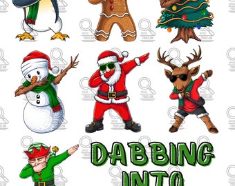Dabbing into Christmas png, Christmas dab png, Santa dabbing png, fun Christmas png, Reindeer dab png, Christmas dabbing sublimation