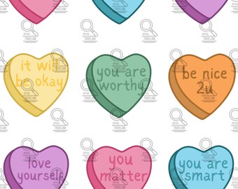 Valentine affirmations png, Valentines png, heart candy png, cute valentines png, vday sublimation, vday graphic tee, candy heart png, vday