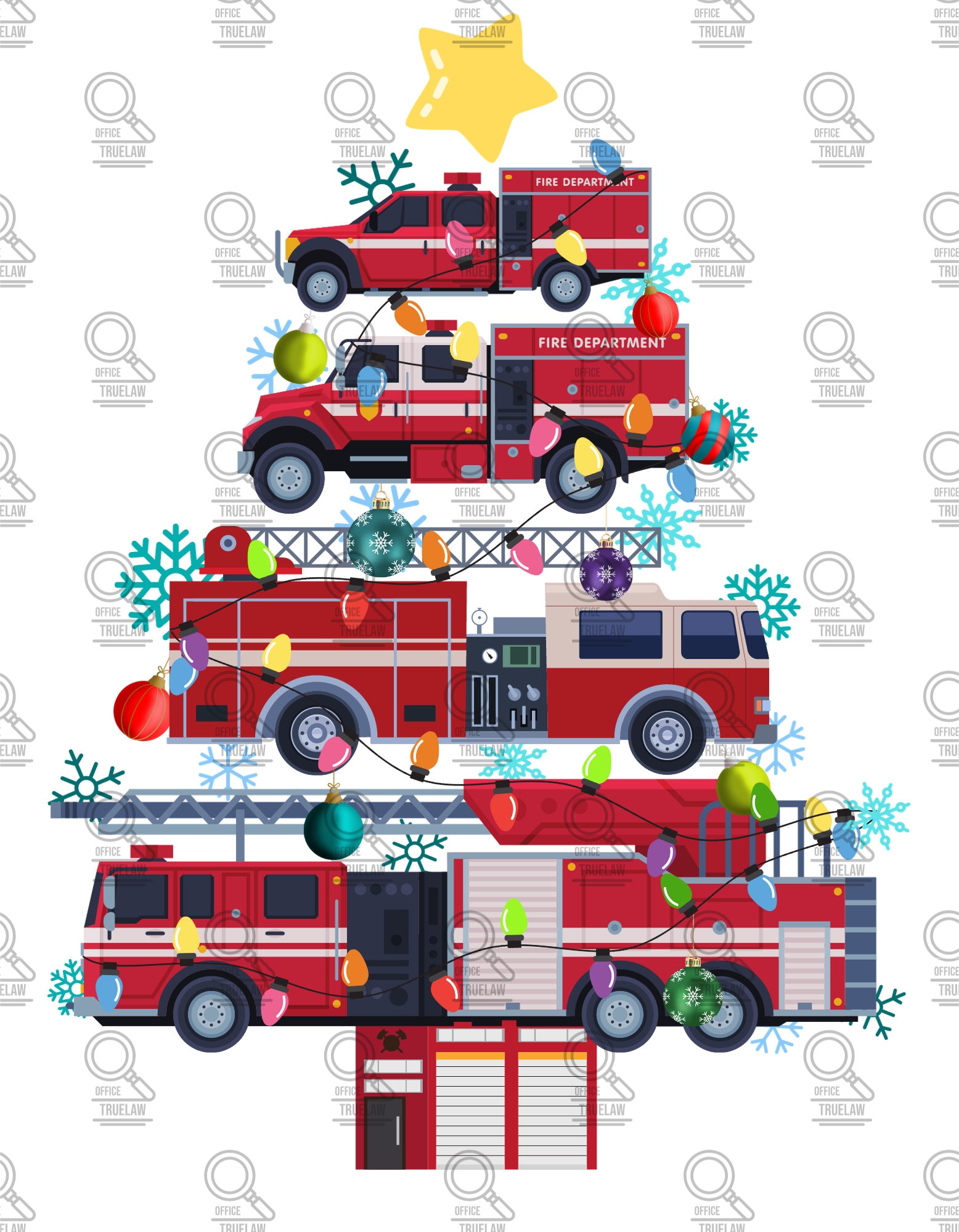 Fire Truck Christmas Tree Png, Boys Christmas Tree Png, Christmas Tree