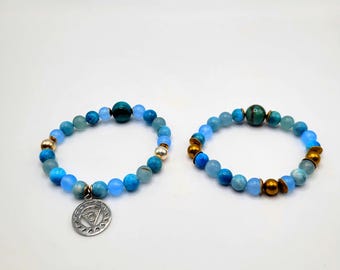 Throat Chakra Bracelet – Blue Apatite, Chrysocolla, Larimar & Sterling Silver